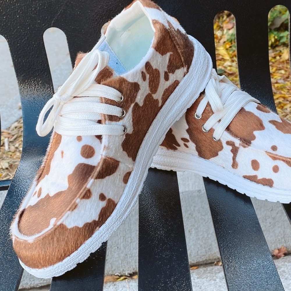 Cheekys Brand Dottie Faux Hide Lace Up Cooshy Sneakers